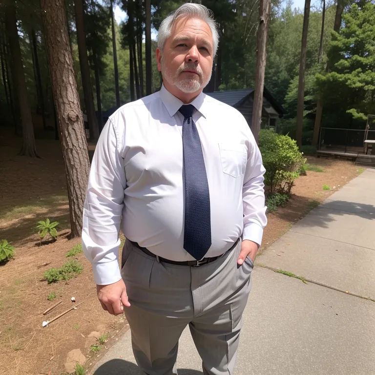 manly man,elder,grey hair,Looking at viewer,fat,stocking,(silk),suit,white shirt,shower,daytime,sun,forest,front view,full body,(adult:1.5)