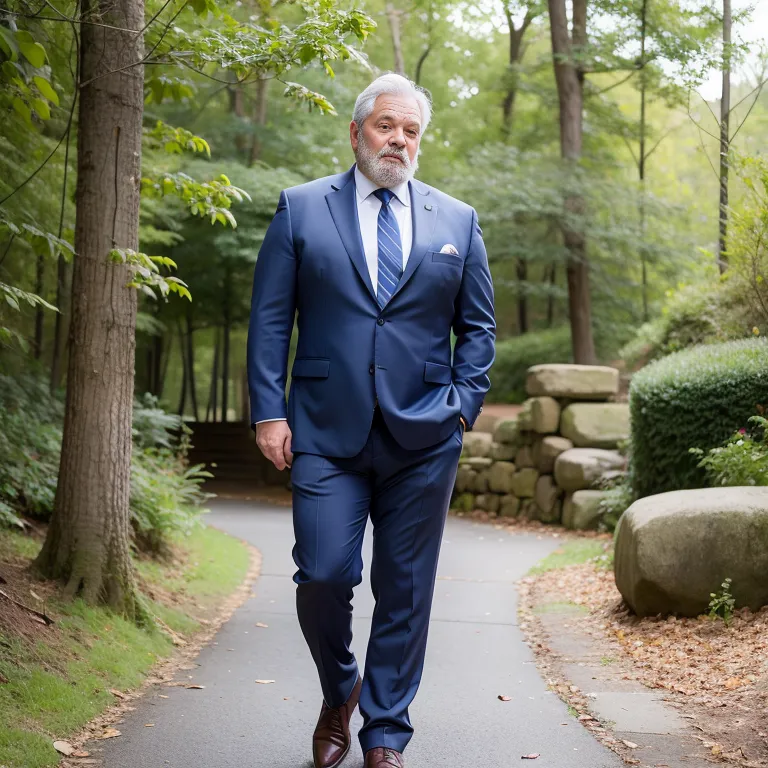 manly man,aging,grey hair,Looking at viewer,fat,stocking,(silk),long sleeves,suit,blue shirt,yoga,daytime,sun,forest,front view,full body,(adult:1.5)