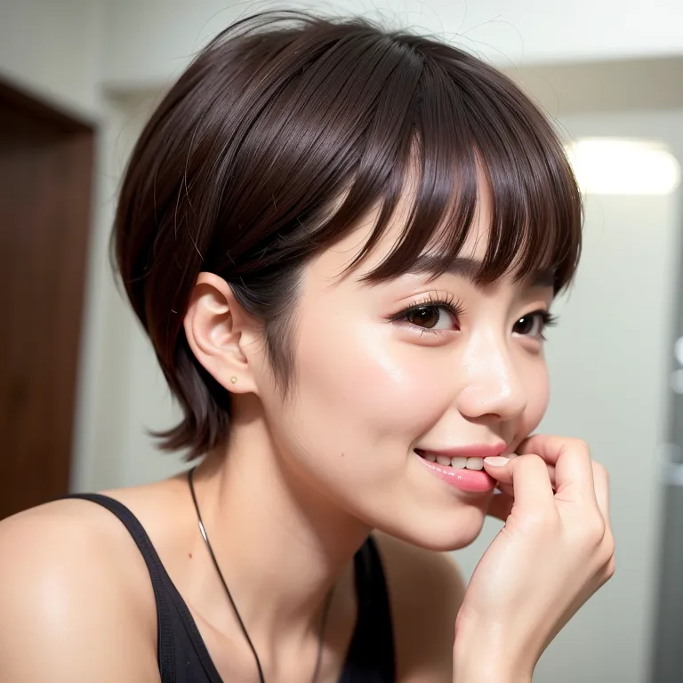 hkgirl, (kpop idol), <lora:HongKong:0.5>,woman,twenties,short hair,bobcut,bangs,beautiful,(smile),having sex, blowjob,(semen:1.2),diffuse Lighting,from side,(adult:1.5)