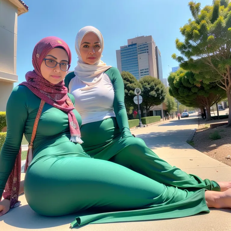 <lora:Arabs_2:0.5>, Arabs,(2women:2),aging,(RAW photo, best quality, masterpiece:1.1), (realistic, photo-realistic:1.2), ultra-detailed, ultra high res, physically-based rendering,beautiful,happy,huge breasts,huge ass,perfect body,hijab,green eyeglasses,(silk),traditional clothing,sleeping,daytime,sun,(city:1.2), street,portrait,(adult:1.5)