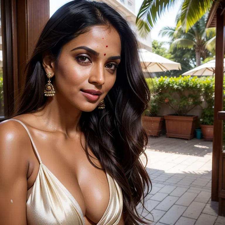 <lora:Indian:0.45>, Indian, brown skin, facial mark,woman,thirties,long hair,large forehead,black eyes,beautiful,cool,Looking at viewer,huge breasts,huge ass,perfect body,(tan:1.2),cleavage,earings,(silk),teacher,having sex, blowjob,(semen:1.2),daytime,sun,street,front view,full body,(adult:1.5)