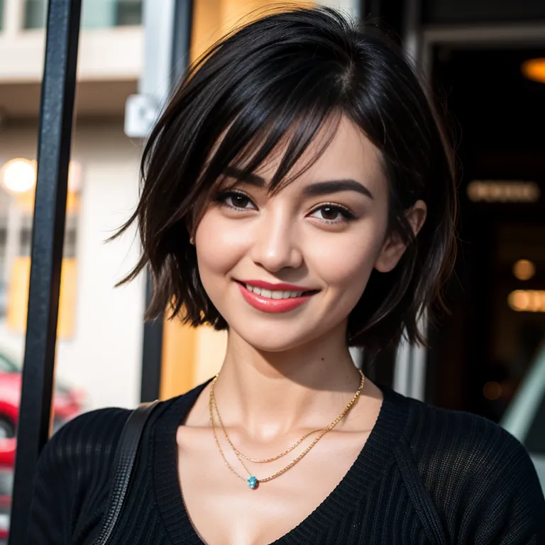 <lora:Chinese:0.45>,woman,twenties,short hair,messy hair,black hair,hair behind ear,bangs,black eyes,beautiful,(smile),Looking at viewer,huge breasts,huge ass,necklace,Black sweater,yoga pants,standing,gym,front view,full body,(adult:1.5)